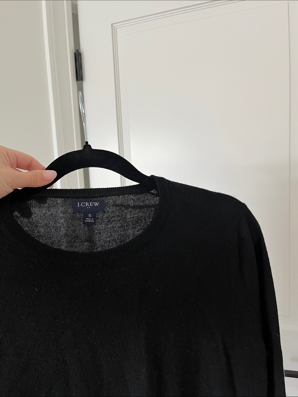 J. Crew Men's Black Crewneck Wool-Blend Sweater